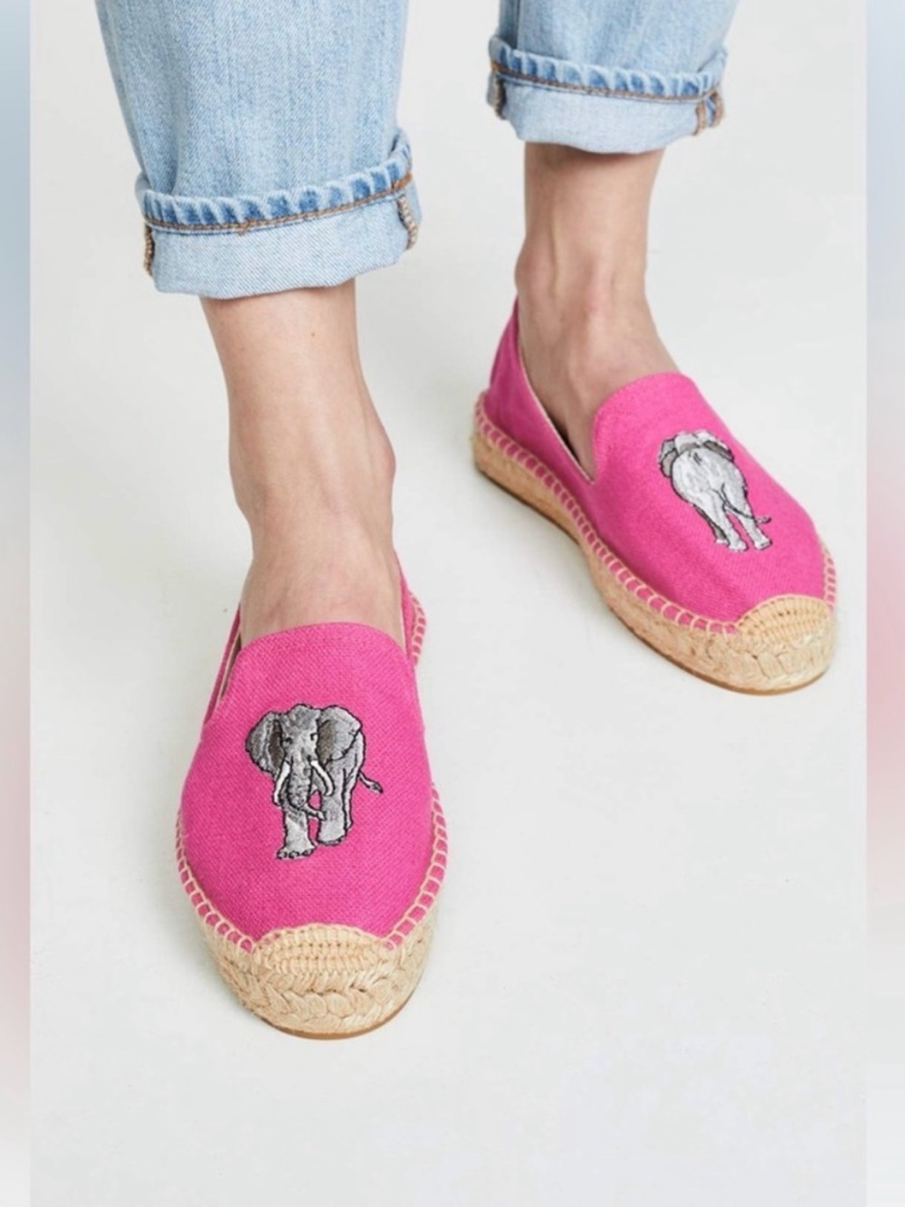 Soludos Elephant Embroidered Smoking Canvas Espadrille